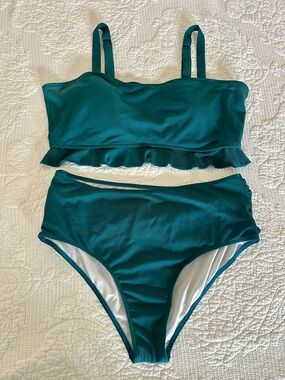 SHEIN Teal Ruffle Bikini Set